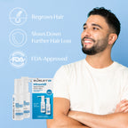Minoxidil topical solution 5% for men. Regrows hair. Slows down further hair loss. FDA-approved.