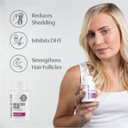 Healthy hair supplements for women. Reduces shedding, inhibits DHT, strengthens hair follicles.