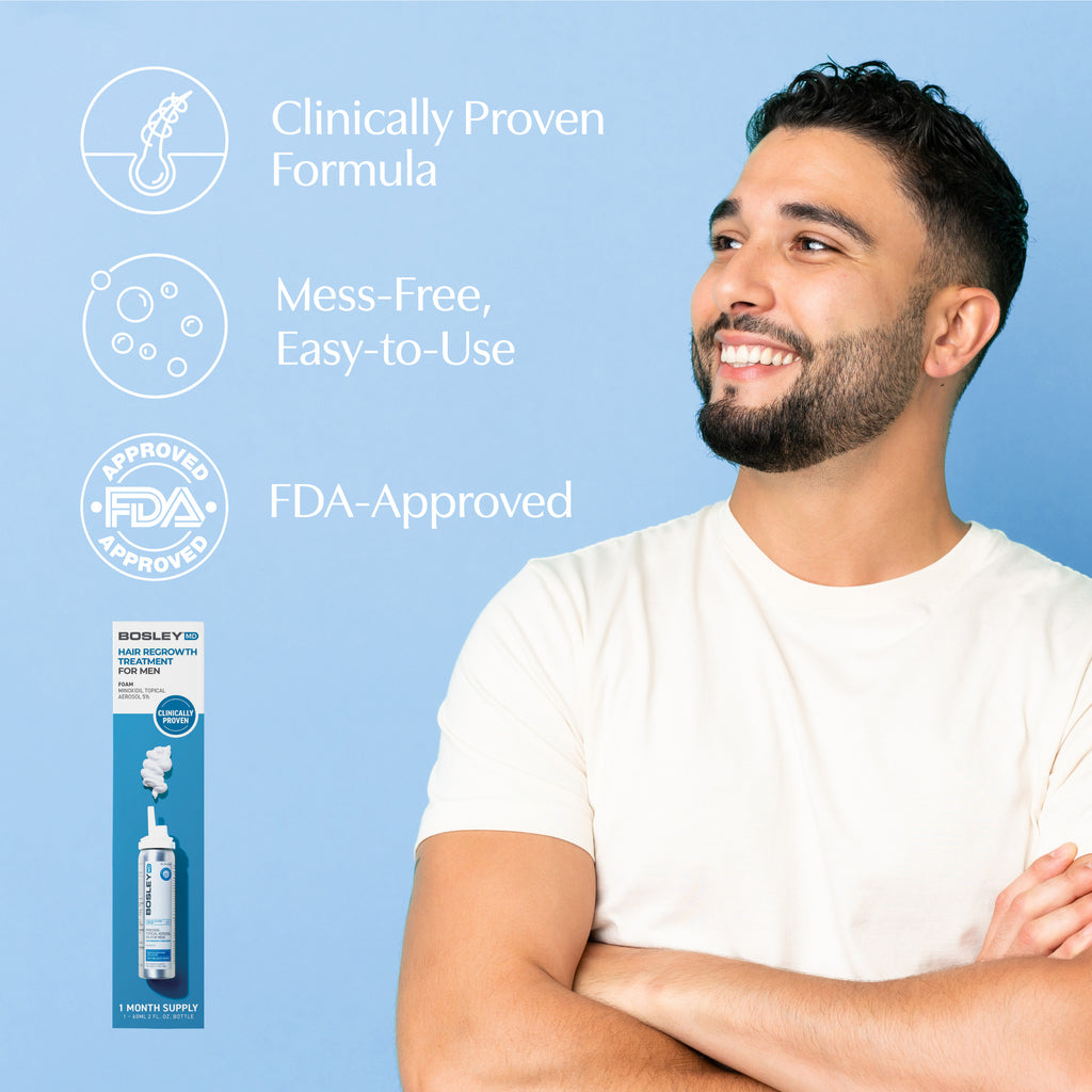 Hair regrowth treatment for men. Clinically proven formula. Mess-free easy-to-use. FDA-approved.
